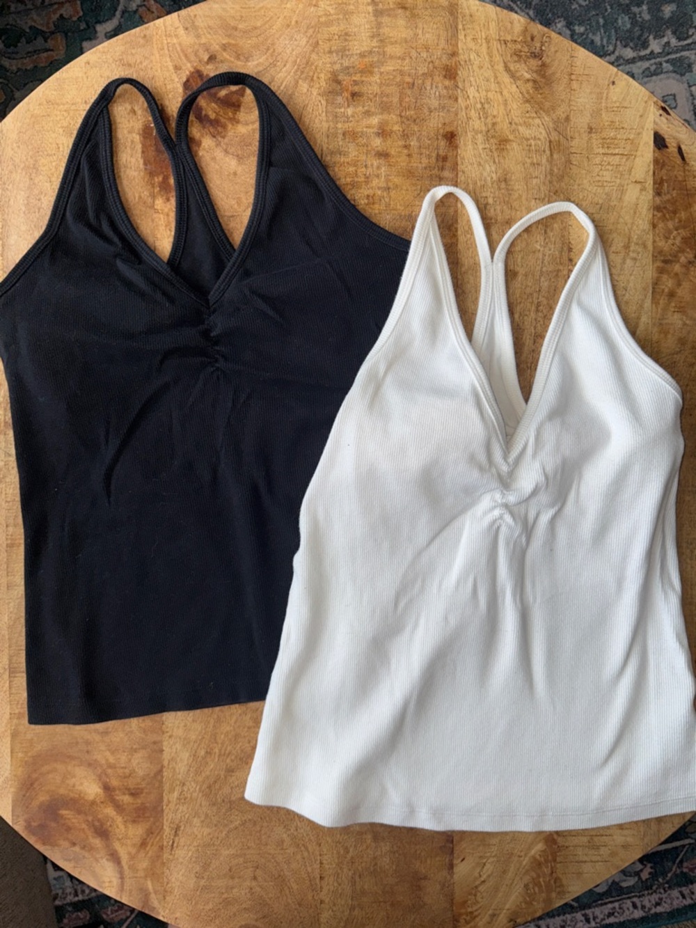 Pair of Old Navy Ribbed V-Neck Racerback Camisoles - Black & White